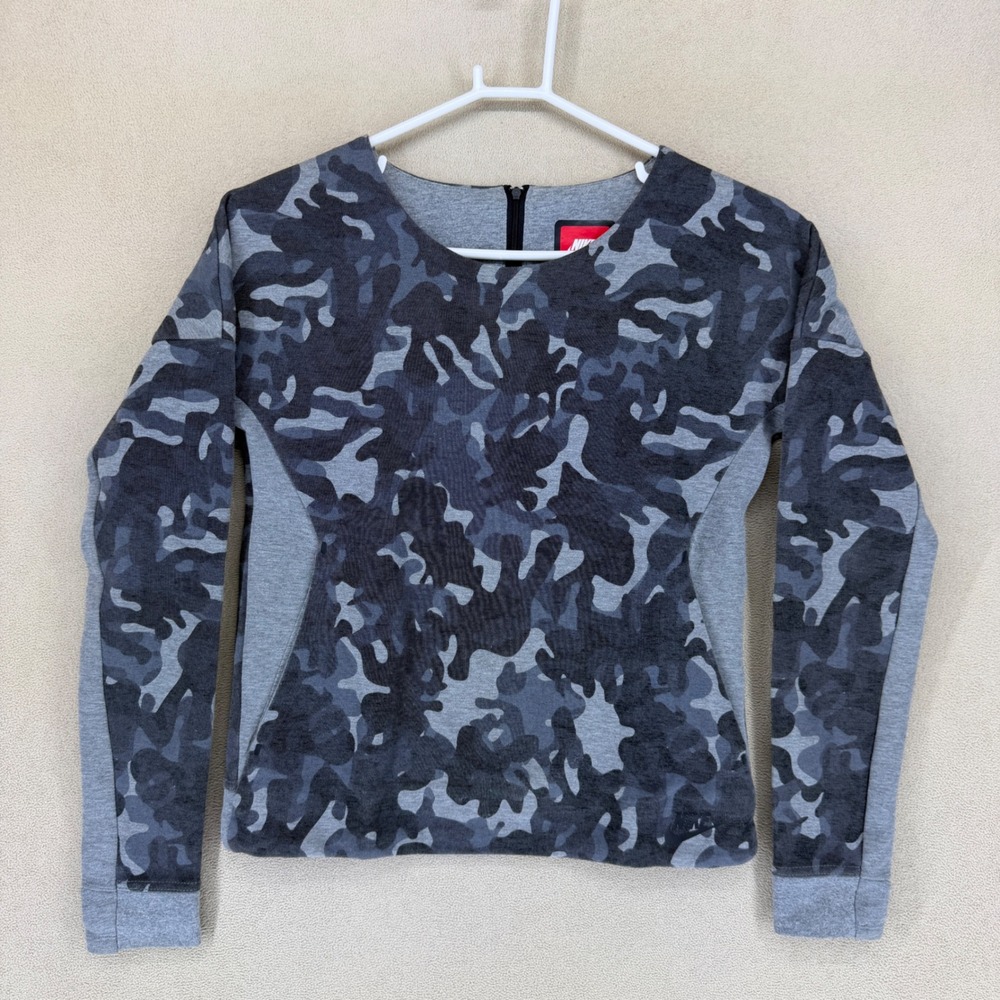 Nike‎ Tech Fleece Women's Camo Print Sweatshirt Long Sleeve Athletic Top XS